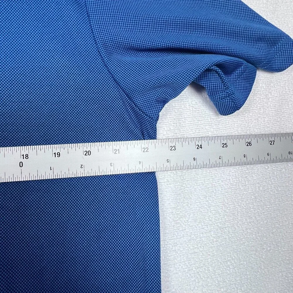 Adidas Men's LG Golf Performance Blue Polo Shirt Golf Tonal Check‎ UPF50